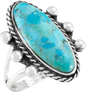 Turquoise Ring Sterling Silver 925 Genuine Gemstones Size 6 to 11