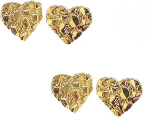 Unisex Rough Textured Cookie Nugget Stud Earing In Gold Plated (heart heart)