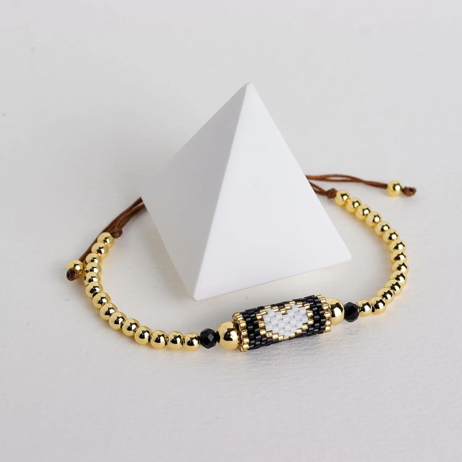 Valentines Day Gold Beaded Heart Adjustable Friendship Bracelet for Women, Handmade Boho Colorful Seed Beads Cute Stacking Bracelets Charm Jewelry Gift