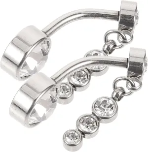 VALICLUD Glamorous Belly Button Ring Set 2pcs Shiny Navel Rings for Women for Parties and Beaches