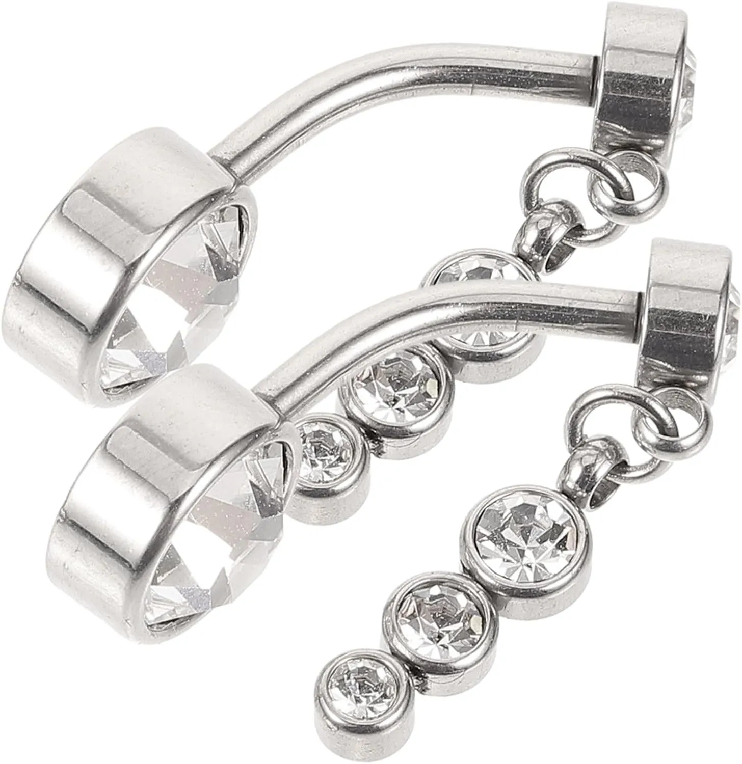 VALICLUD Glamorous Belly Button Ring Set 2pcs Shiny Navel Rings for Women for Parties and Beaches