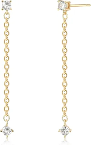 VALLOEY ROVER Stud Earrings for Women 14K Gold Plated Chain Moon Snake Butterfly Cross Ear Studs Cartilage Ear Jacket Minimalist Earrings Everyday Jewelry Gift for Women