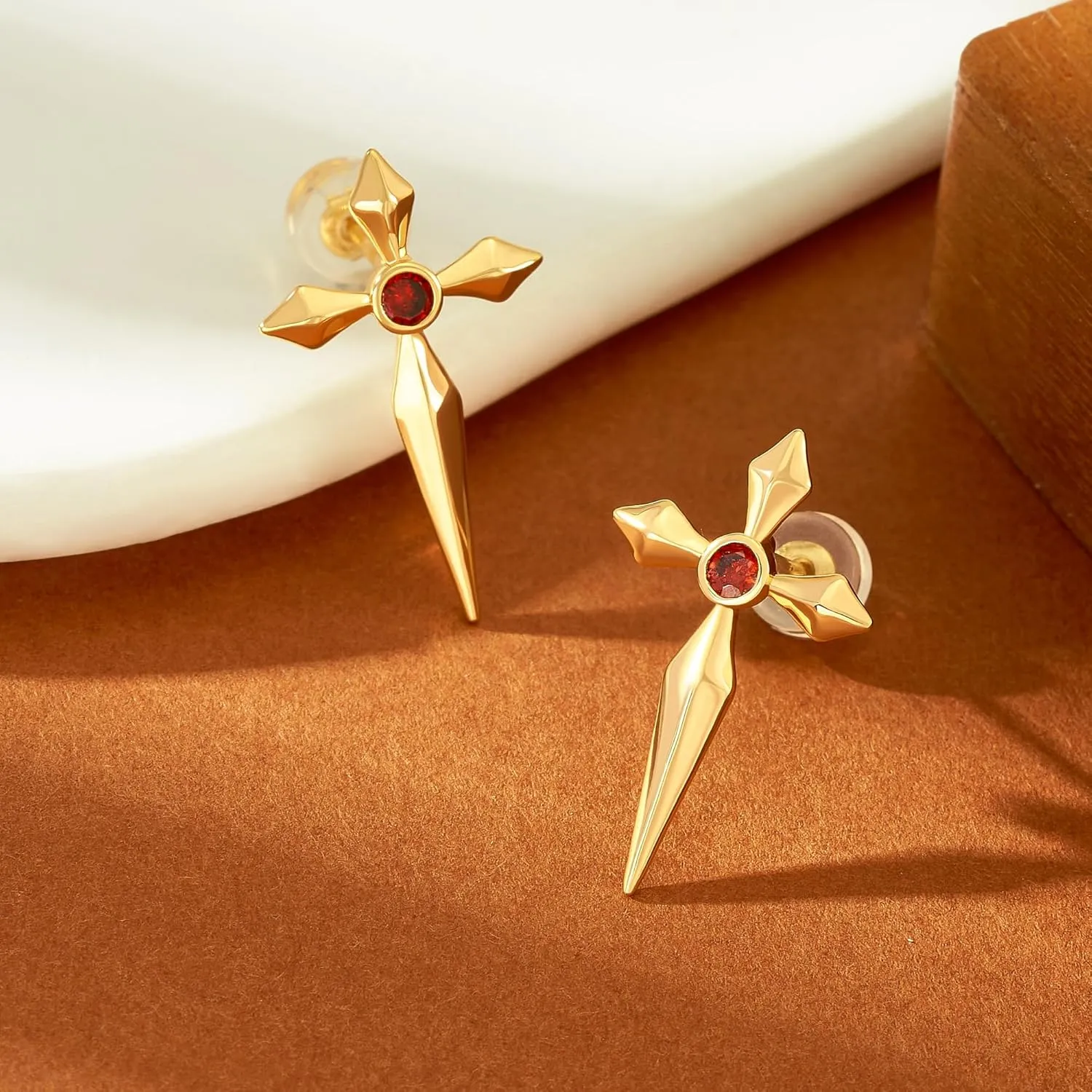 VALLOEY ROVER Stud Earrings for Women 14K Gold Plated Chain Moon Snake Butterfly Cross Ear Studs Cartilage Ear Jacket Minimalist Earrings Everyday Jewelry Gift for Women