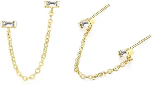 VALLOEY ROVER Stud Earrings for Women 14K Gold Plated Chain Moon Snake Butterfly Cross Ear Studs Cartilage Ear Jacket Minimalist Earrings Everyday Jewelry Gift for Women