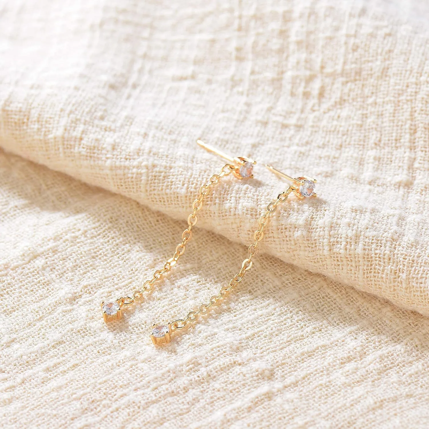 VALLOEY ROVER Stud Earrings for Women 14K Gold Plated Chain Moon Snake Butterfly Cross Ear Studs Cartilage Ear Jacket Minimalist Earrings Everyday Jewelry Gift for Women