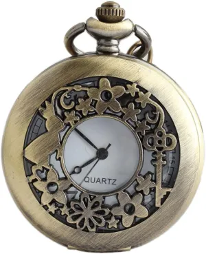 VIGOROSO Watches Alice Rabbit Flower Vintage Retro Steampunk Pocket Watch in Black Box