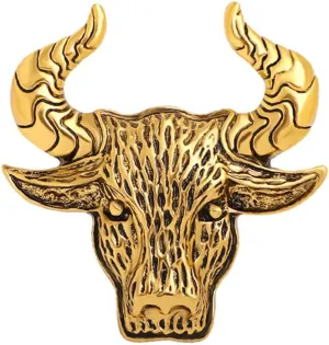 Vintage Bull Animal Brooch Pin for Women Men Unisex Fashion Gold-Tone Engraved Ox Brooches Lapel Pins Dainty Dress Accessories Christmas Birthday Jewelry Gift Souvenir for Him