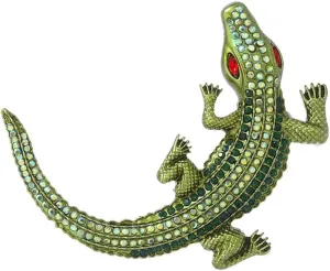Vintage Crocodile Rhinestones Brooches Lapel Pins for Men Women Fashion Unique Sparkly Crystal Animal Pin Dress Suit Clothes Accessories Jewelry Party Christmas Holiday Gifts