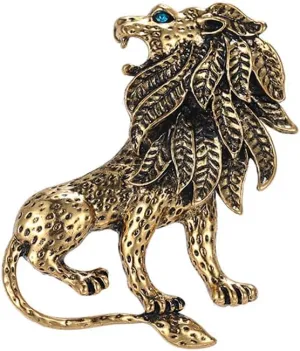 Vintage Lion Brooch Pin for Women Girls Men Antique Gold Tone Wild Animal Brooches Lapel Pins Dress Costume Accessories Boho Halloween Holiday Decor Jewelry Gift Souvenir for Friend Father Uncle