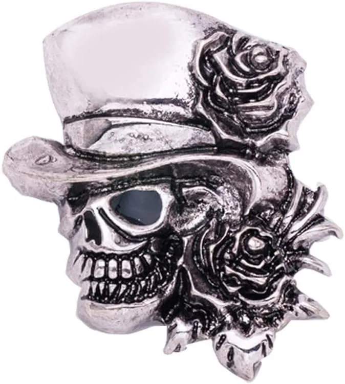 Vintage Skull Head Brooch Pin Skeleton Rose Flower Pins Clip Lapel Shawl Sweater Scarves Dress Suit Backpacks Badge Hat Brooches Pins Fashion Halloween Jewelry Gifts for Women Girls Men Accessories