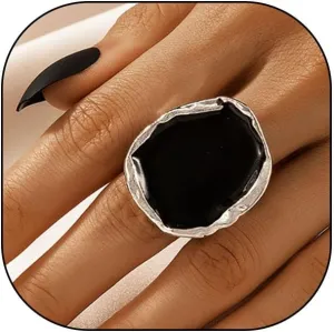 Vintage Statement Rings for Women,Chunky Gold Cocktail Rings,Big Black Enamel Drip Finger Ring,Fashion Geometric Punk Jewelry Accessories Gifts