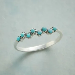 Vintage Sterling Silver Turquoise Stackable Ring for Women - Everyday Comfort Bohemia Promise Band