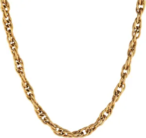 VINTY Link Chain Necklace, 18K Gold Plated Stainless Steel, Hypoallergenic, Non-Tarnish, Vintage Style Textured Braided Rope Collar Choker Necklace, Waterproof Jewelry for Women