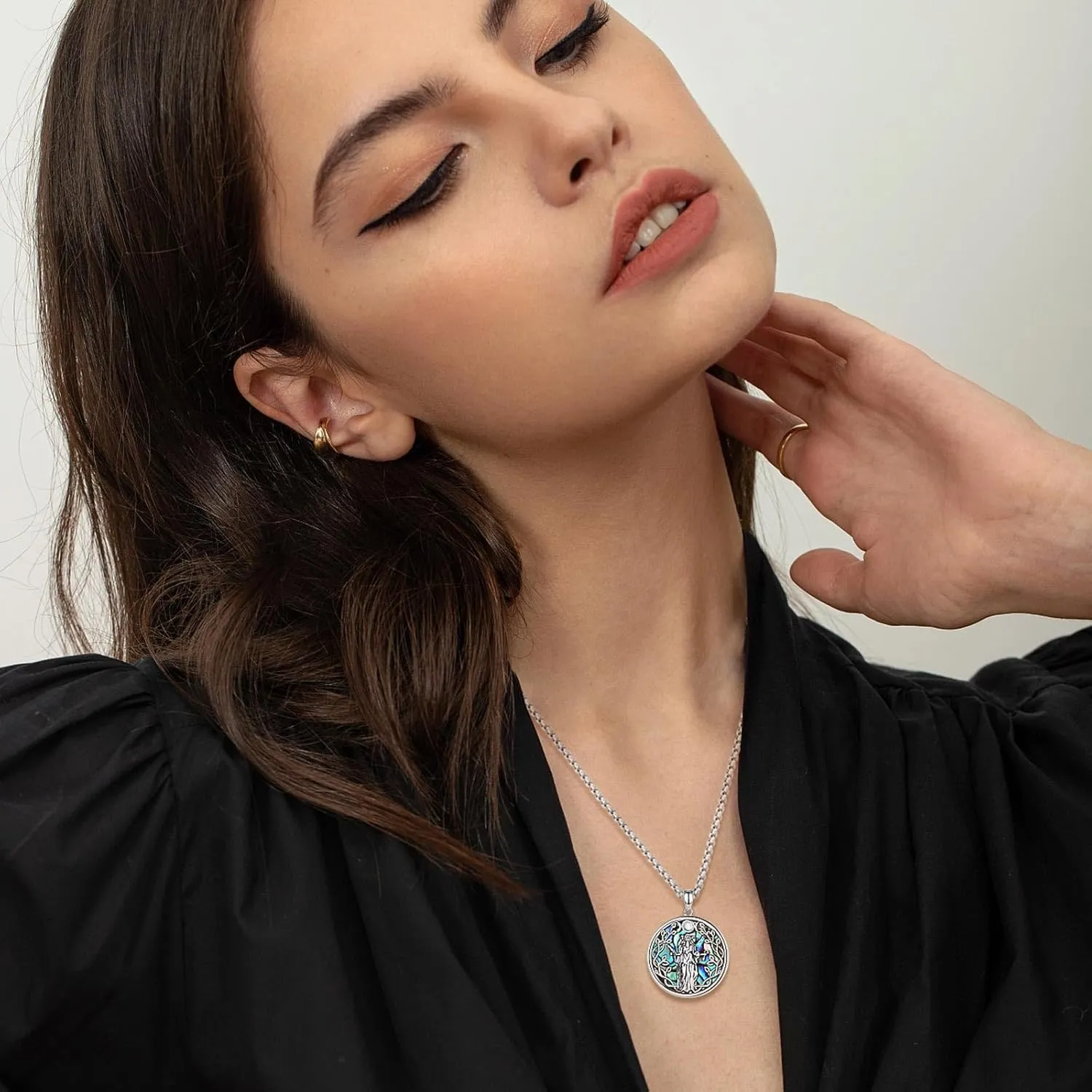 Vito Wiccan Necklace for Women Men, 925 Sterling Silver Lilith/Triple Moon/Earth Mother/Chaos Star/Witches Knot/Hecat Wheel Pendant, Witchcraft Withc Jewelry Gift for Mom Daughter, 20"/24"