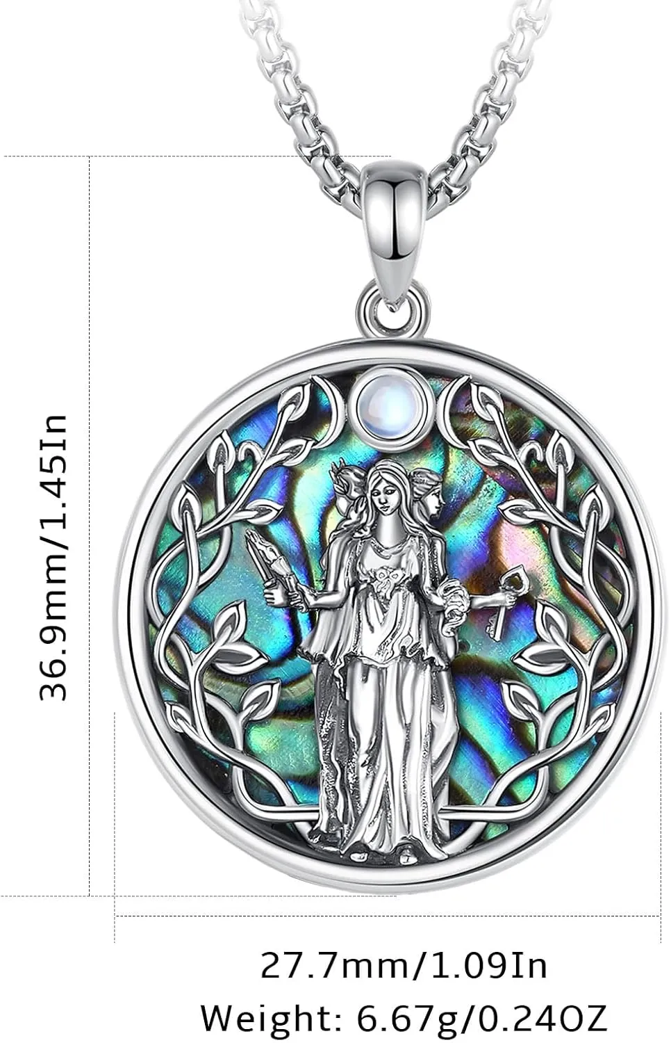 Vito Wiccan Necklace for Women Men, 925 Sterling Silver Lilith/Triple Moon/Earth Mother/Chaos Star/Witches Knot/Hecat Wheel Pendant, Witchcraft Withc Jewelry Gift for Mom Daughter, 20"/24"