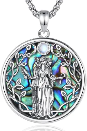 Vito Wiccan Necklace for Women Men, 925 Sterling Silver Lilith/Triple Moon/Earth Mother/Chaos Star/Witches Knot/Hecat Wheel Pendant, Witchcraft Withc Jewelry Gift for Mom Daughter, 20"/24"