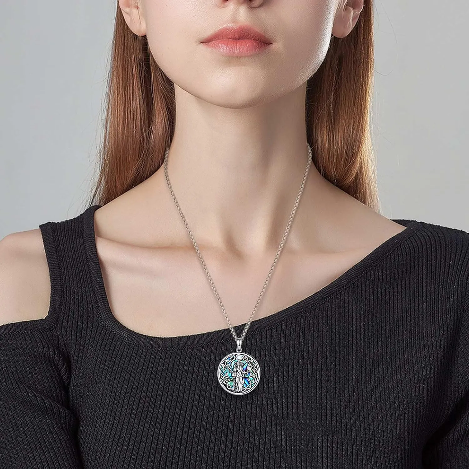 Vito Wiccan Necklace for Women Men, 925 Sterling Silver Lilith/Triple Moon/Earth Mother/Chaos Star/Witches Knot/Hecat Wheel Pendant, Witchcraft Withc Jewelry Gift for Mom Daughter, 20"/24"