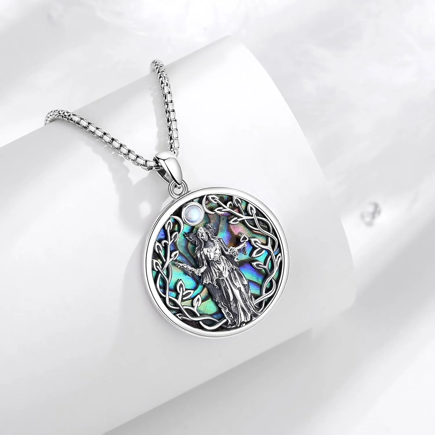 Vito Wiccan Necklace for Women Men, 925 Sterling Silver Lilith/Triple Moon/Earth Mother/Chaos Star/Witches Knot/Hecat Wheel Pendant, Witchcraft Withc Jewelry Gift for Mom Daughter, 20"/24"