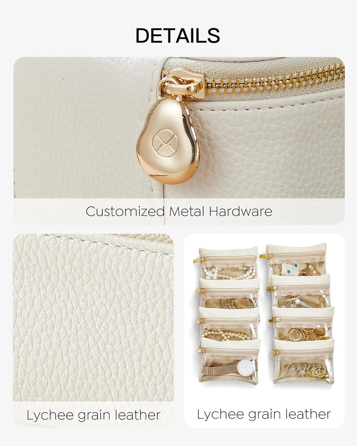 Vlando Graduation Gifts for Her,Travel Jewelry Case with 8 Velvet Jewelry Bags Jewelry Travel Organizer Box for Girls Jewelry Box for Rings Earrings Brides Gifts Birthday Gifts for Women Teen(White)