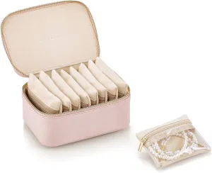 Vlando Graduation Gifts, Jewelry Box with 8 Velvet Jewelry Bags Travel Jewelry Case for Women Girls Jewelry Organizer Necklace Rings Earrings Bags Gift Ideas for Teacher Birthday Bride (Pink)