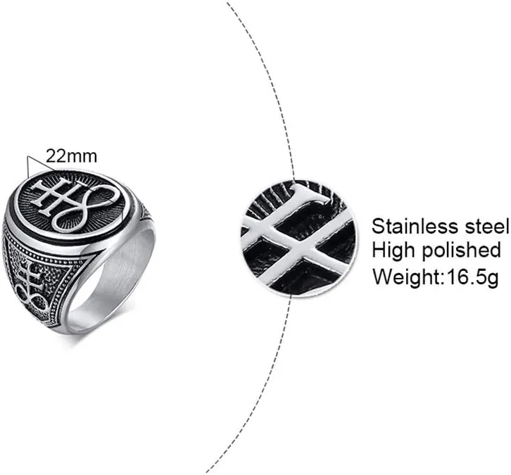 VNOX Sigil of Lucifer Seal of Satan Symbol Signet Ring Band for Men Boys,Talisman Amulet Jewelry