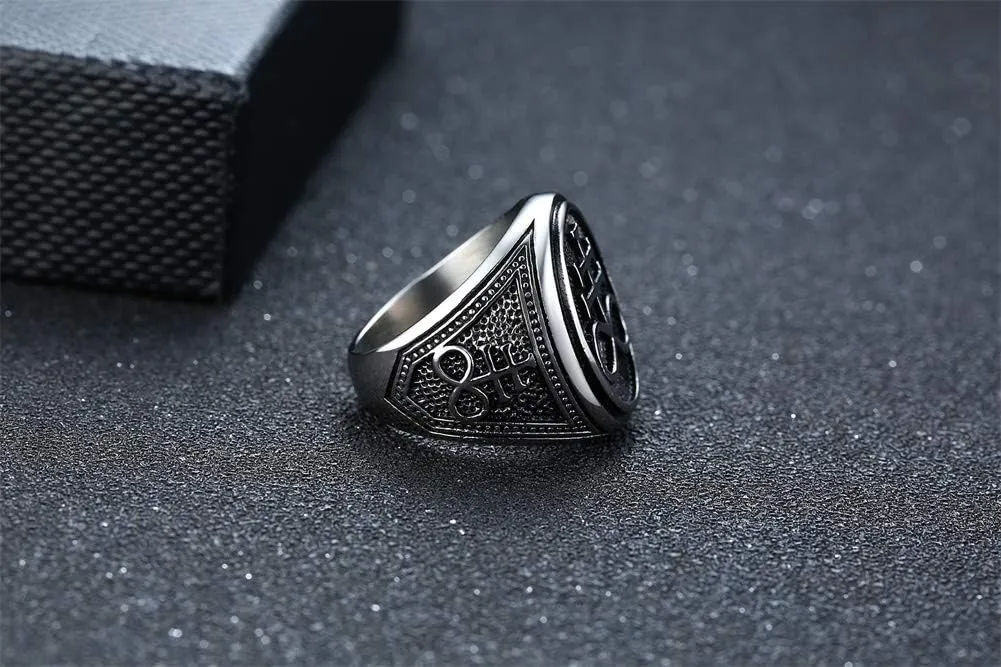 VNOX Sigil of Lucifer Seal of Satan Symbol Signet Ring Band for Men Boys,Talisman Amulet Jewelry