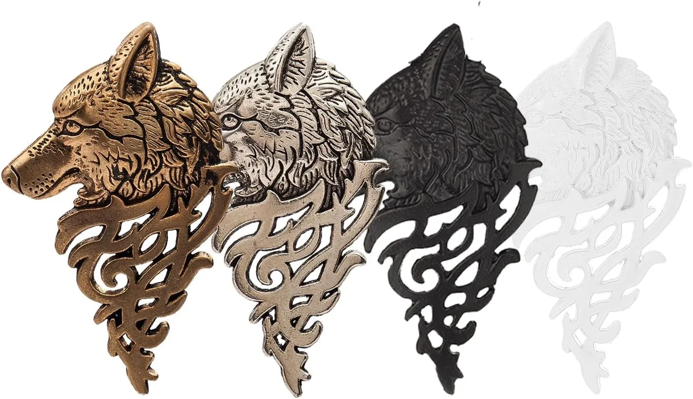 WCRAZYE Vintage Wolf Head Lapel Brooch Set for Men Women Antique Animal Dire Wolf Head Coyote Antique Retro Lapel Brooches Badge Men's Suits Buckle Neckwear Accessories