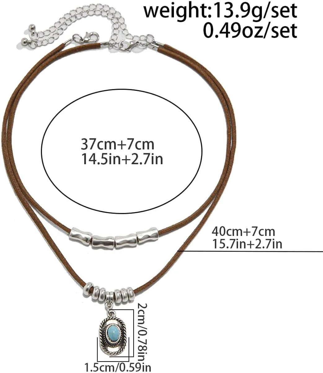 Western Cowboy Hat Boot Necklace for Women Cowgirl Hat Boot Coin Charm Necklaces Leather Choker Necklace Vintage Cowboy Accessories Jewelry