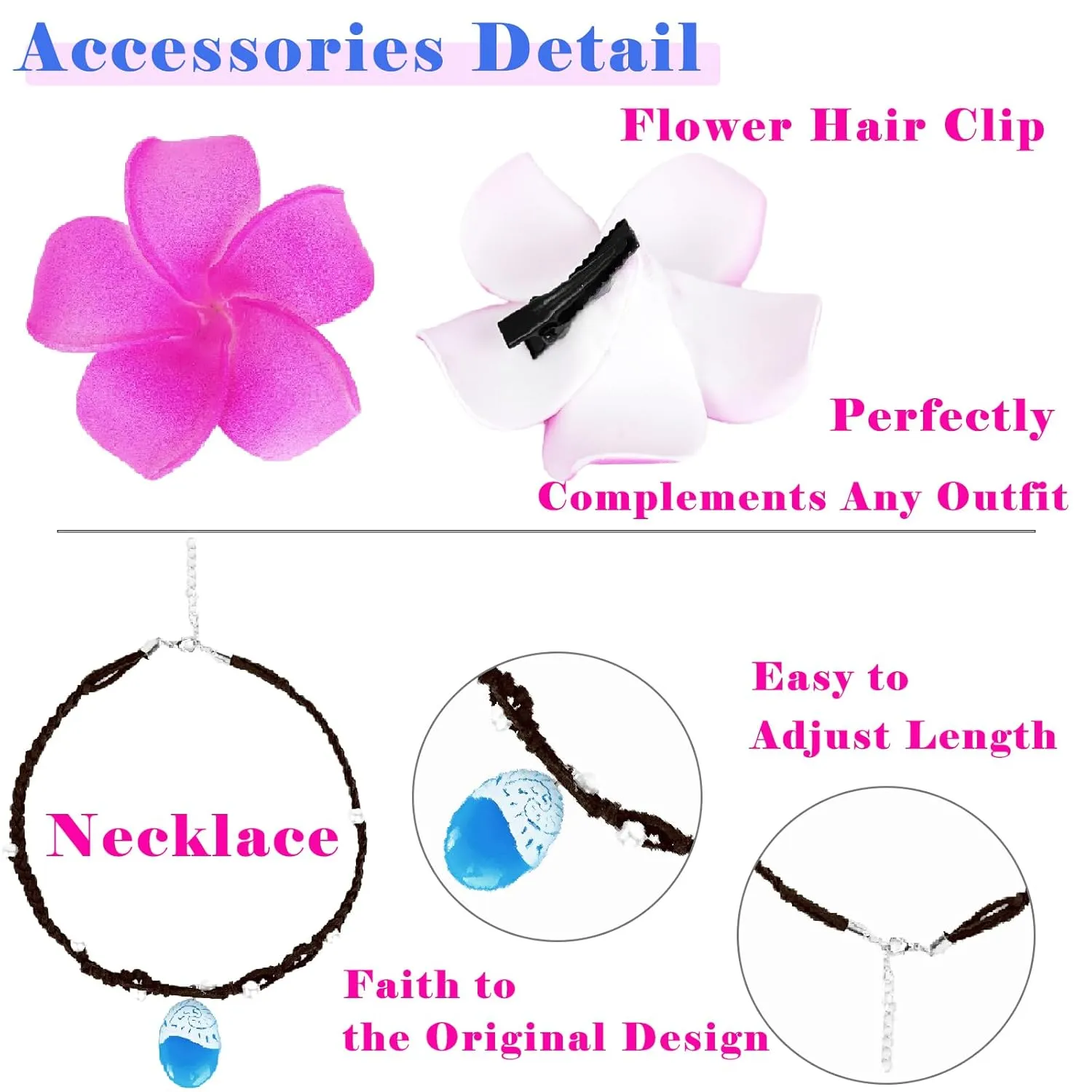 Wiggy Mermaid 50cm Long Black Curly Wig Frizzy Princess Wig with Necklace   Flower-clip for Kids Girls Toddlers Halloween Costume Cosplay