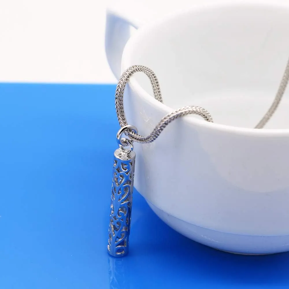Women's 925 Silver Necklace-Bohemian Sterling Silver Patterned Cylindrical Pendant Necklace-100% Original Silver Snake Chain 45-60CM Fine Jewelry