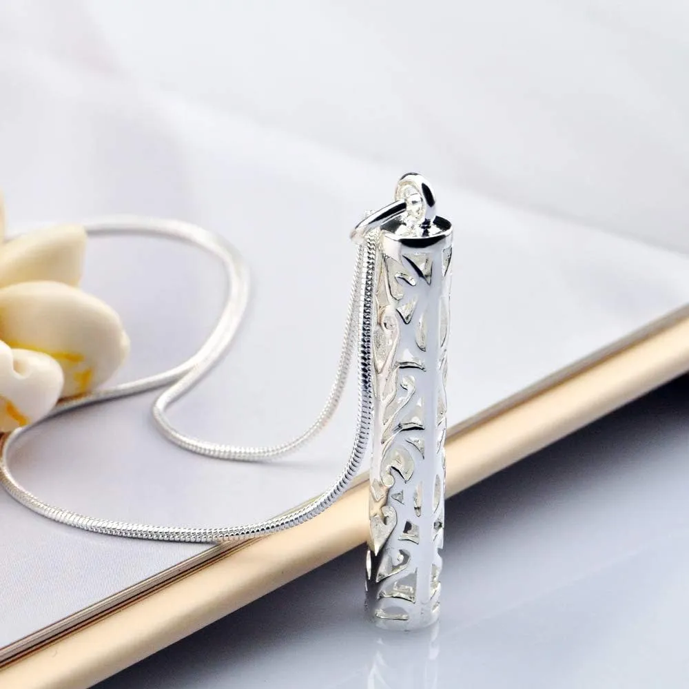 Women's 925 Silver Necklace-Bohemian Sterling Silver Patterned Cylindrical Pendant Necklace-100% Original Silver Snake Chain 45-60CM Fine Jewelry