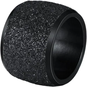 Women's Stainless Steel Ring Shiny Sequins Pave Sandblast Wide Wedding Band Silver, Rose, Gold, Black