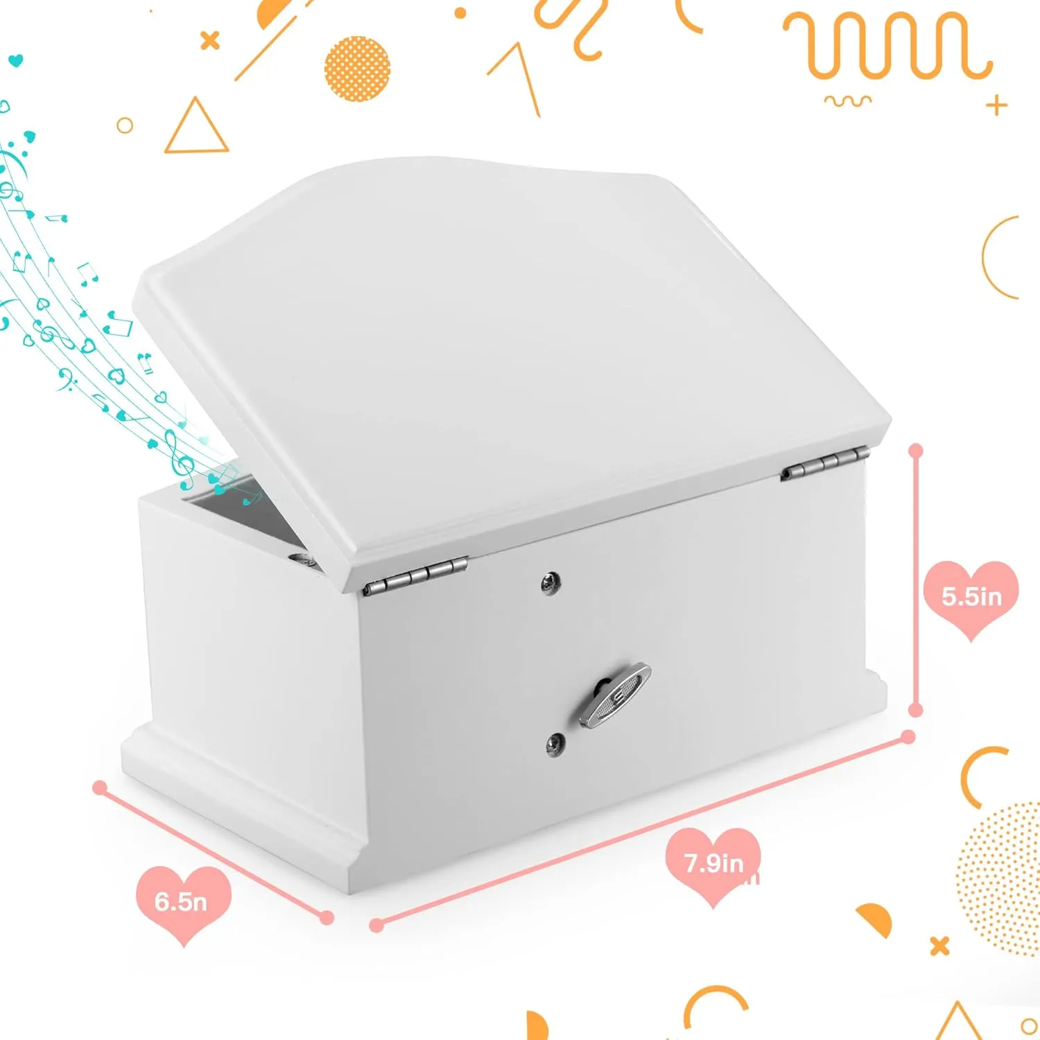 Wooden Ballerina Medium White Musical Jewelry Box with Mirror and Lock for girlsKid's Jewelry Storage Music Box,Gifts for Christmas,Birthday and all Holidays