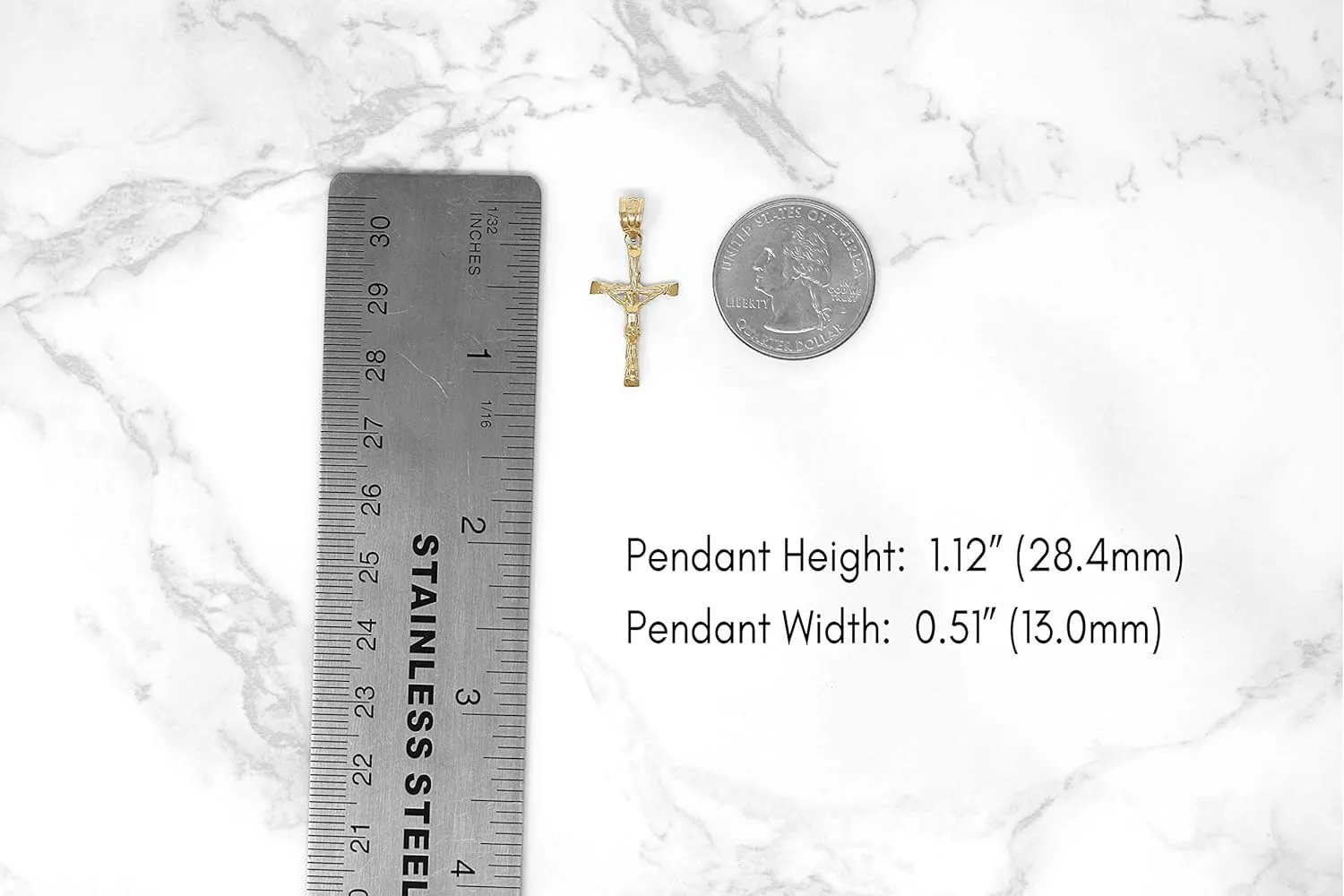 Yellow Gold Jesus on the Cross Crucifix Textured Pendant