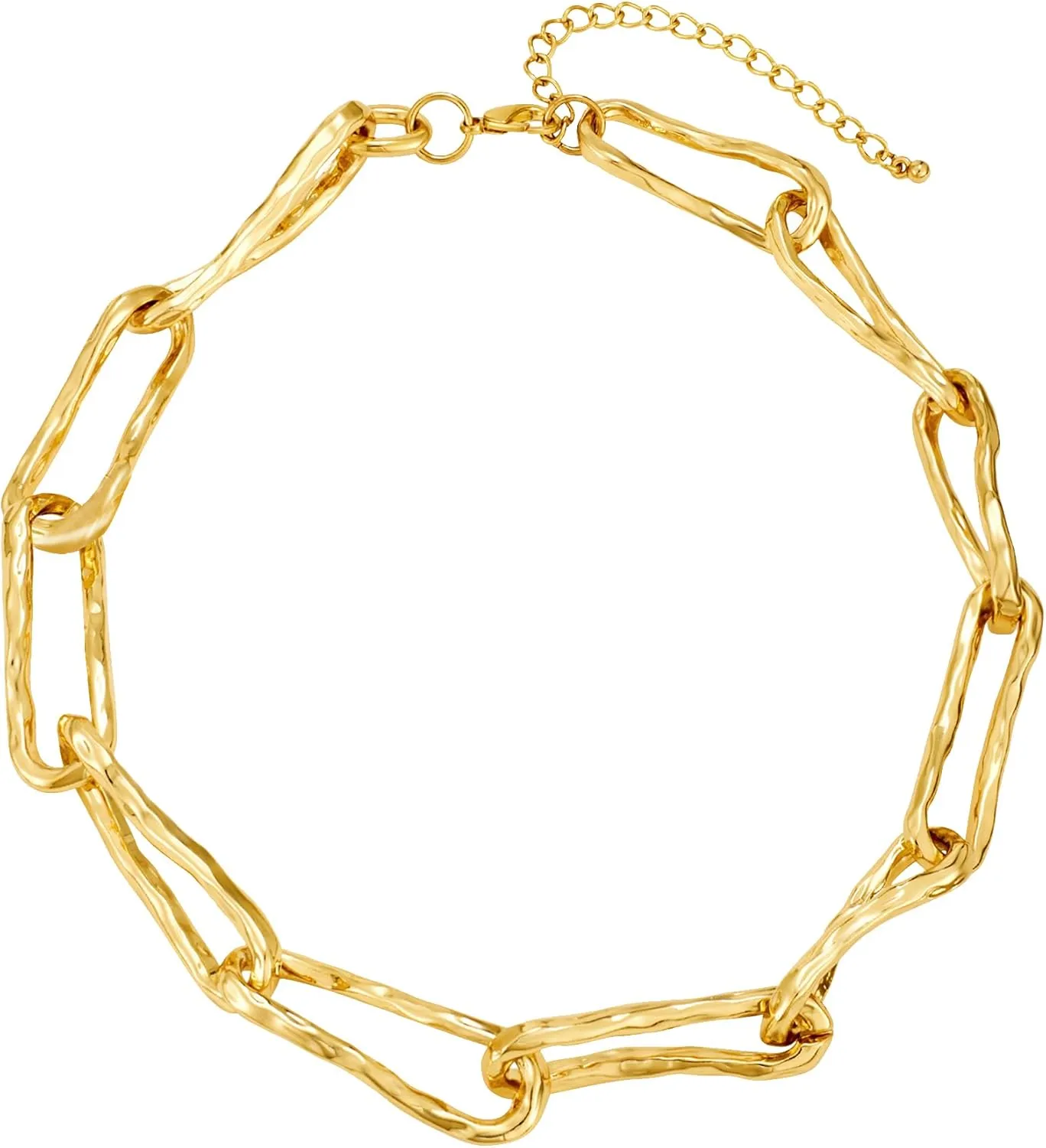 YUJIE Chunky Gold Necklace for Women Men Link Necklace Gold Plated Statement Choker Fashion Jewelry