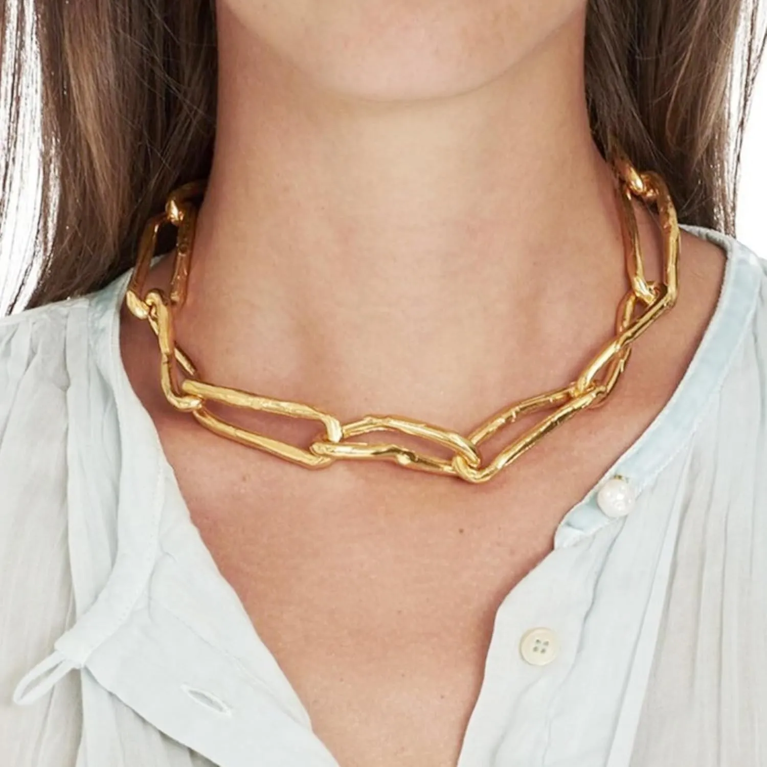 YUJIE Chunky Gold Necklace for Women Men Link Necklace Gold Plated Statement Choker Fashion Jewelry