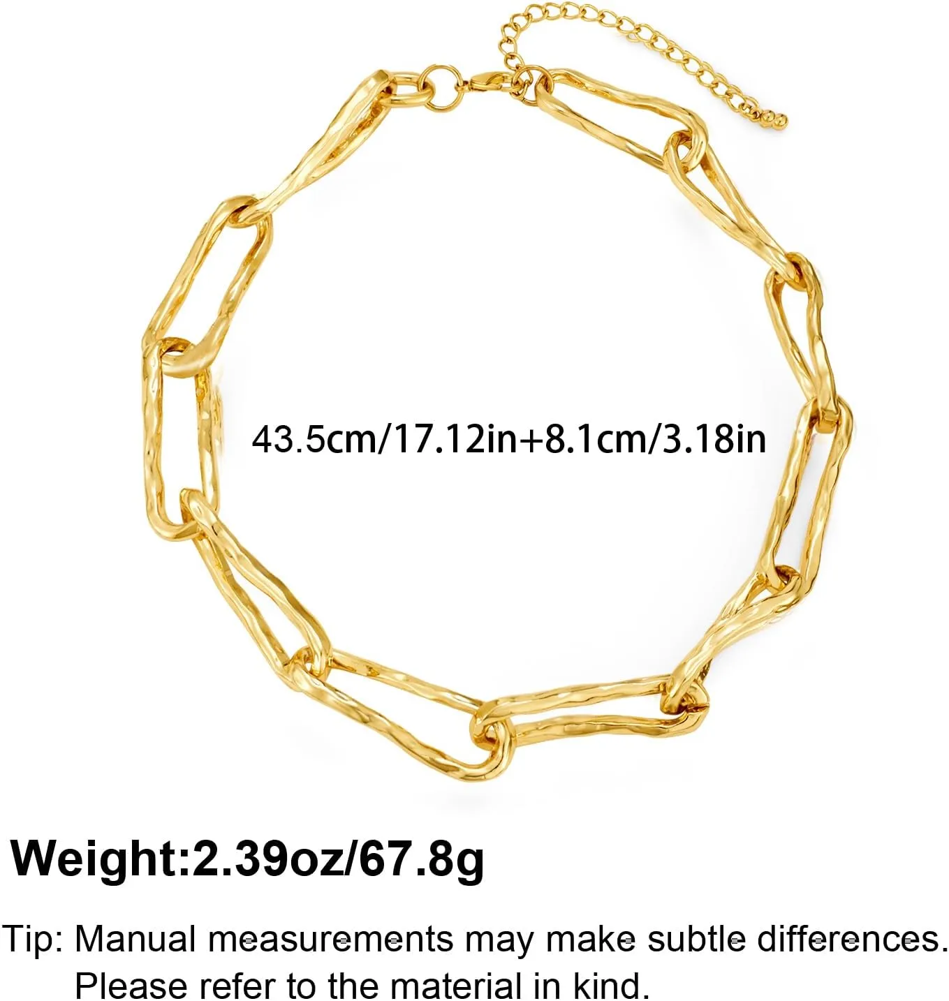YUJIE Chunky Gold Necklace for Women Men Link Necklace Gold Plated Statement Choker Fashion Jewelry