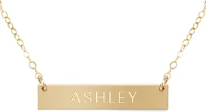 Zen & Zuri Personalized Modern Name Gold Filled Bar Necklace, Customized, Gift for Her, Mother's Day, Valentine's Day, Anniversary