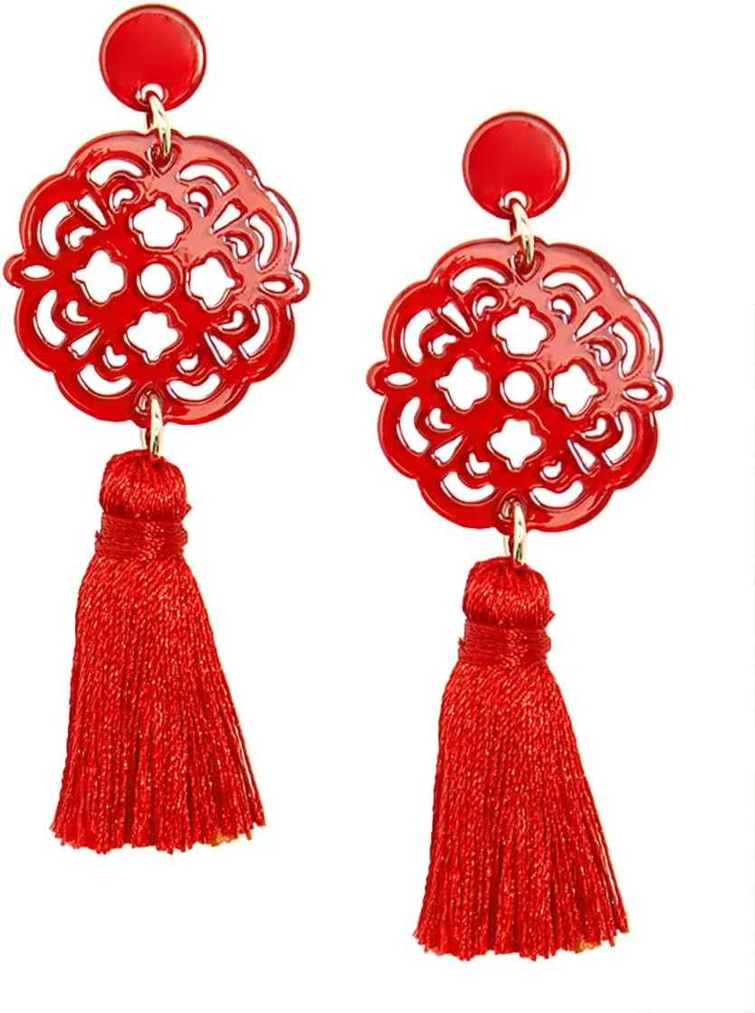 ZENZII Acrylic Resin Tassel Earrings for Women Geometric Modern Pattern Acetate Drop and Dangle Earrings Trendy Fashion Jewelry