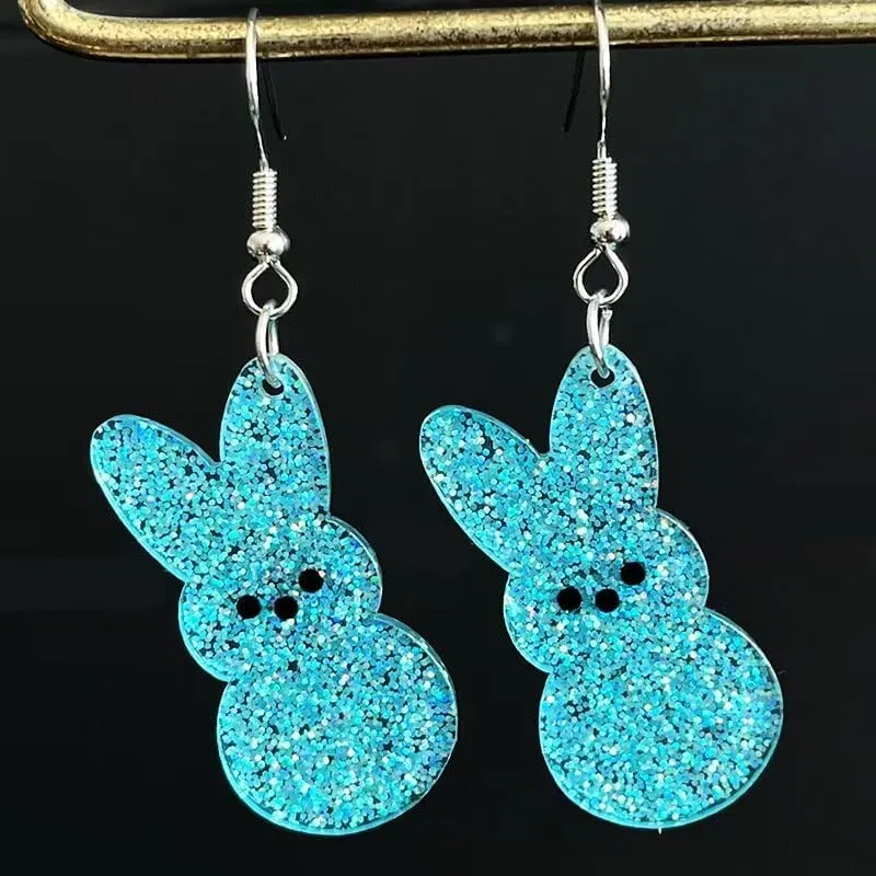 Zian Easter Earrings Colorful Shiny Bunny Earrings Acrylic Rainbow Earrings Cute Easter Jewelry For Women