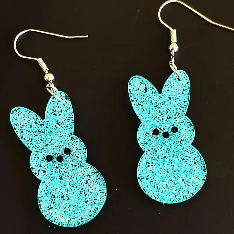 Zian Easter Earrings Colorful Shiny Bunny Earrings Acrylic Rainbow Earrings Cute Easter Jewelry For Women
