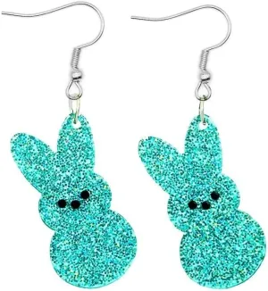Zian Easter Earrings Colorful Shiny Bunny Earrings Acrylic Rainbow Earrings Cute Easter Jewelry For Women